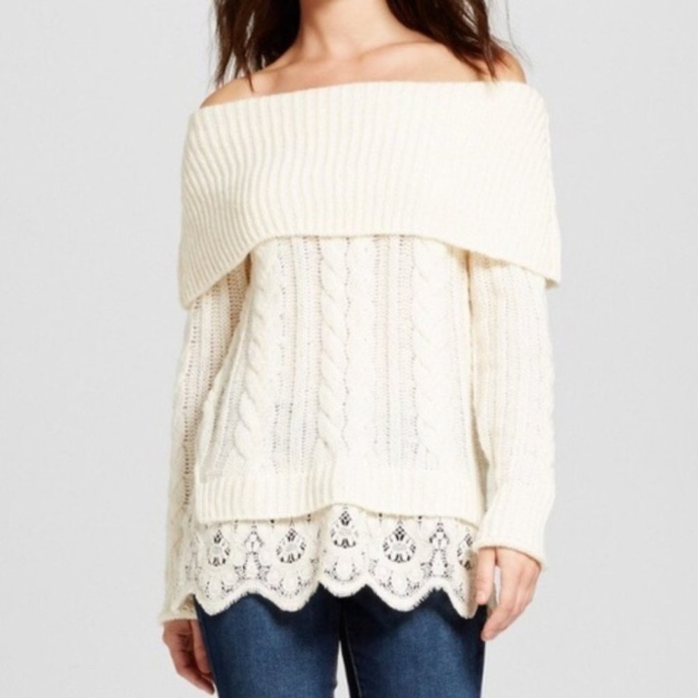 Knox Rose Cable Knit Sweater - Ivory - XS
